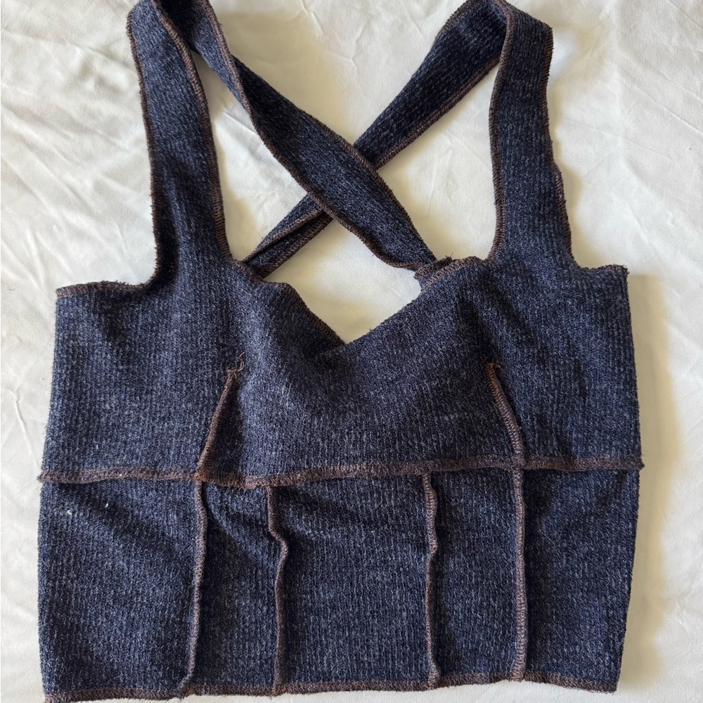 Kittenish Navy Knit Top